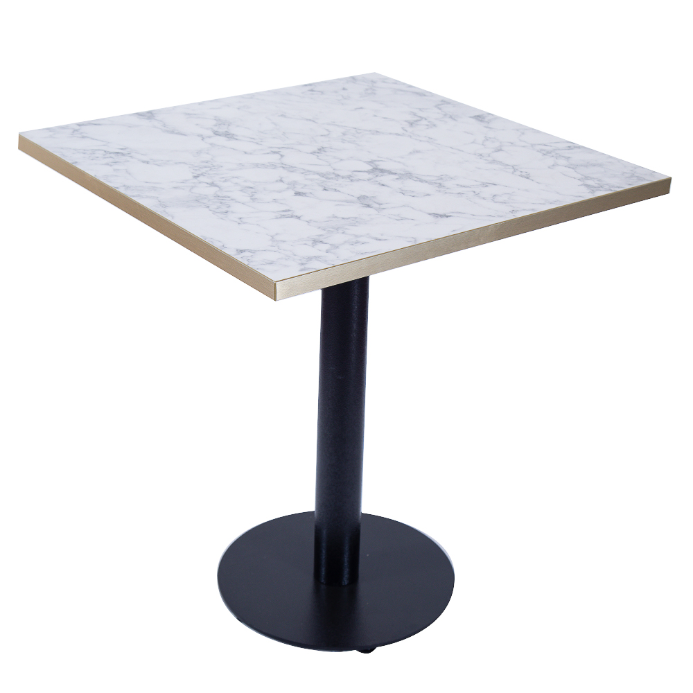 700x700 WHITE MARBLE + GOLD TRIM WITH BLACK ROUND BASE